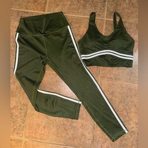 WILO the label workout polka dot green white set size medium Anthropologie